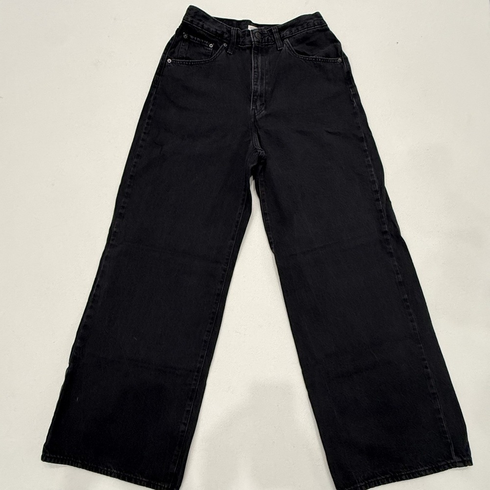 Levi's Cinch Baggy Jeans Black Denim Size 30 High Rise Wide Leg Skate Streetwear